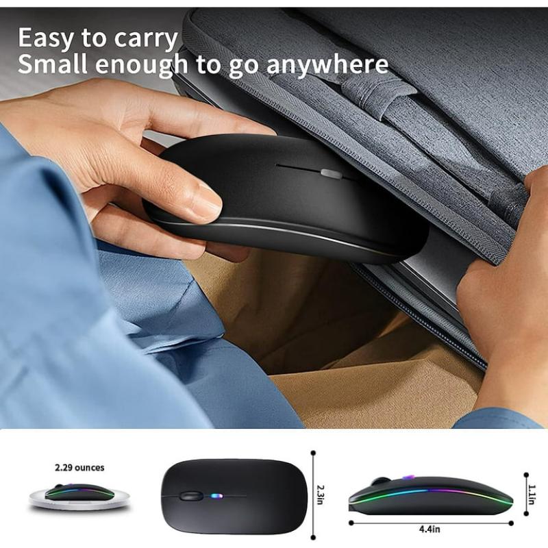 Premium Dual-Mode Rechargeable Wireless Mouse – Bluetooth & 2.4G with Dynamic LED